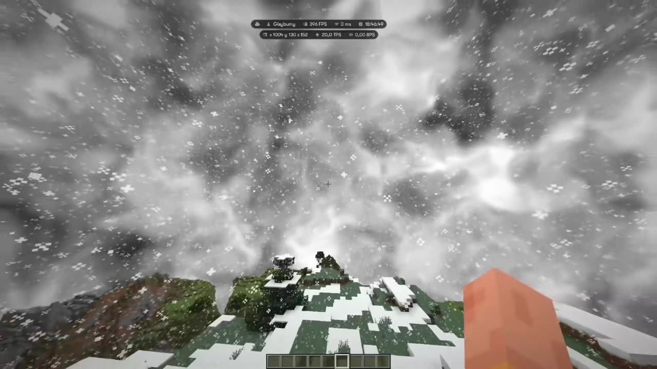 Cloud Client in game — Whiteout over snowy mountains